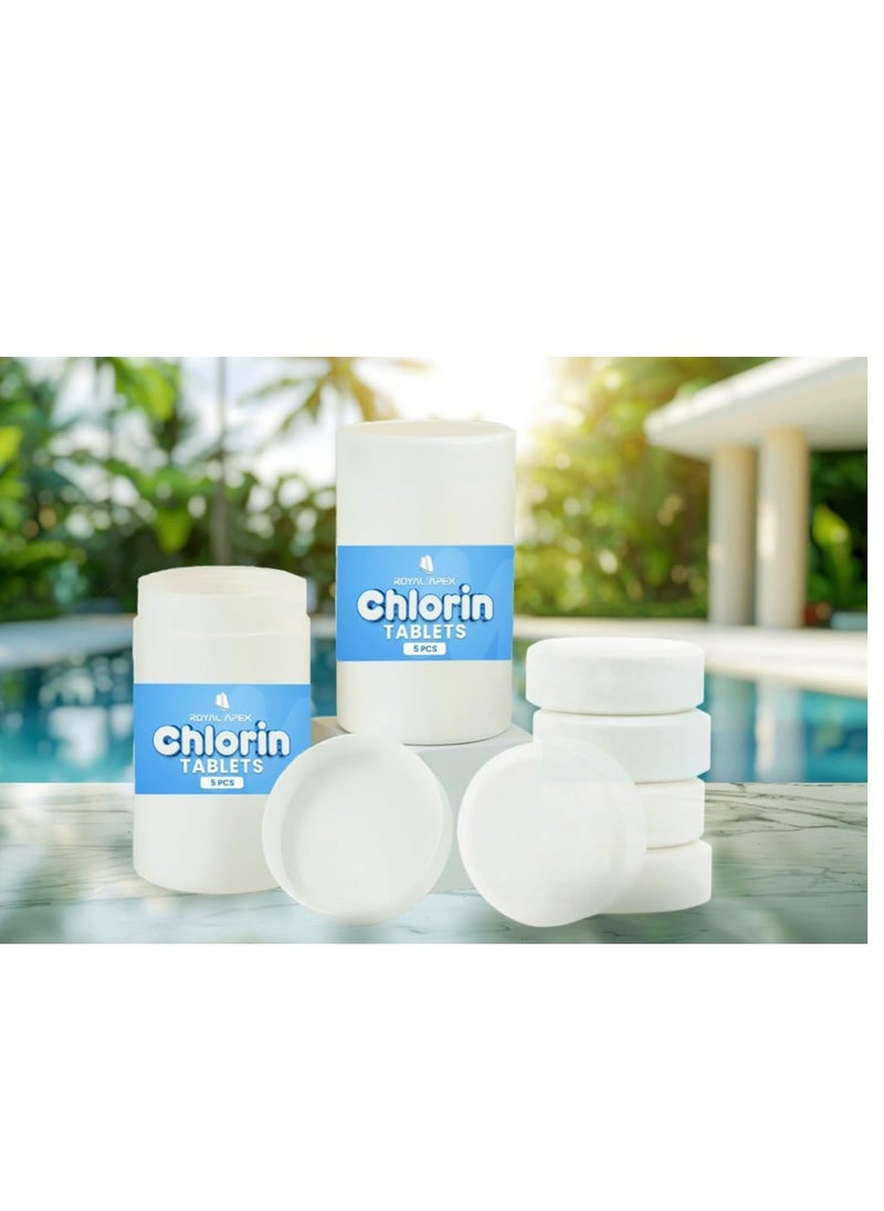 Royal Apex Royal Apex BLUQUA Slow-dissolving Chlorine Tablets 1KG, Multi Functional Slow Dissolving Long-Lasting Water Effervescent Disinfection Treatment Sunlight/UV Protection, TCCA 3" 200g x 5 pcs, Made in EU (2 Tin (10 Tablet))  - Image 1
