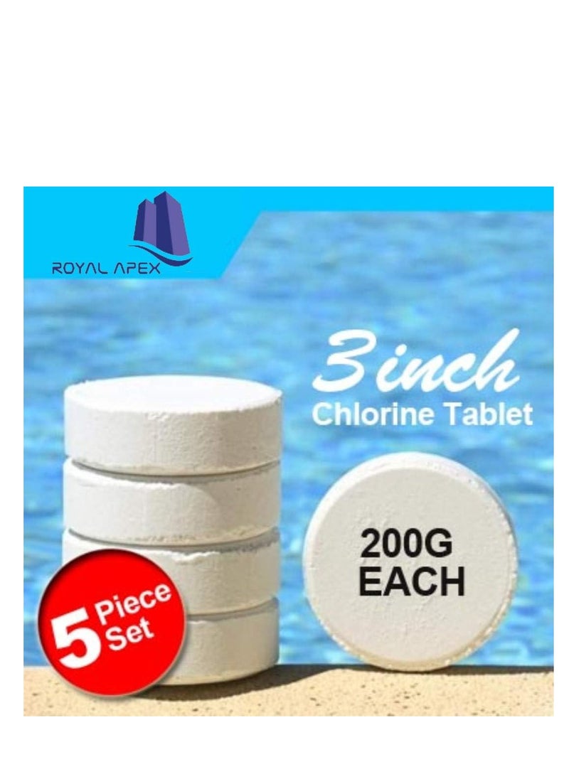Royal Apex Royal Apex BLUQUA Slow-dissolving Chlorine Tablets 1KG, Multi Functional Slow Dissolving Long-Lasting Water Effervescent Disinfection Treatment Sunlight/UV Protection, TCCA 3" 200g x 5 pcs, Made in EU (2 Tin (10 Tablet))  - Image 2