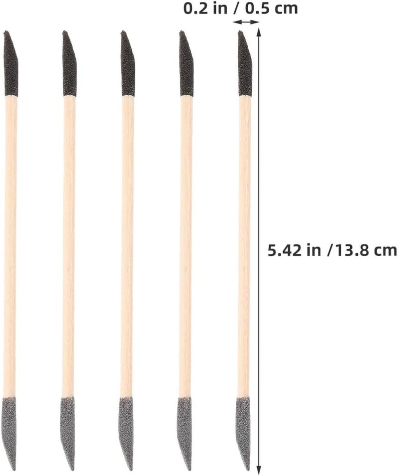 30pcs Double-Ended Nail Polishing Sticks with Black and Gray Grit Wood Cuticle Pushers for Manicure and Pedicure Nail Art Supplies - Image 2