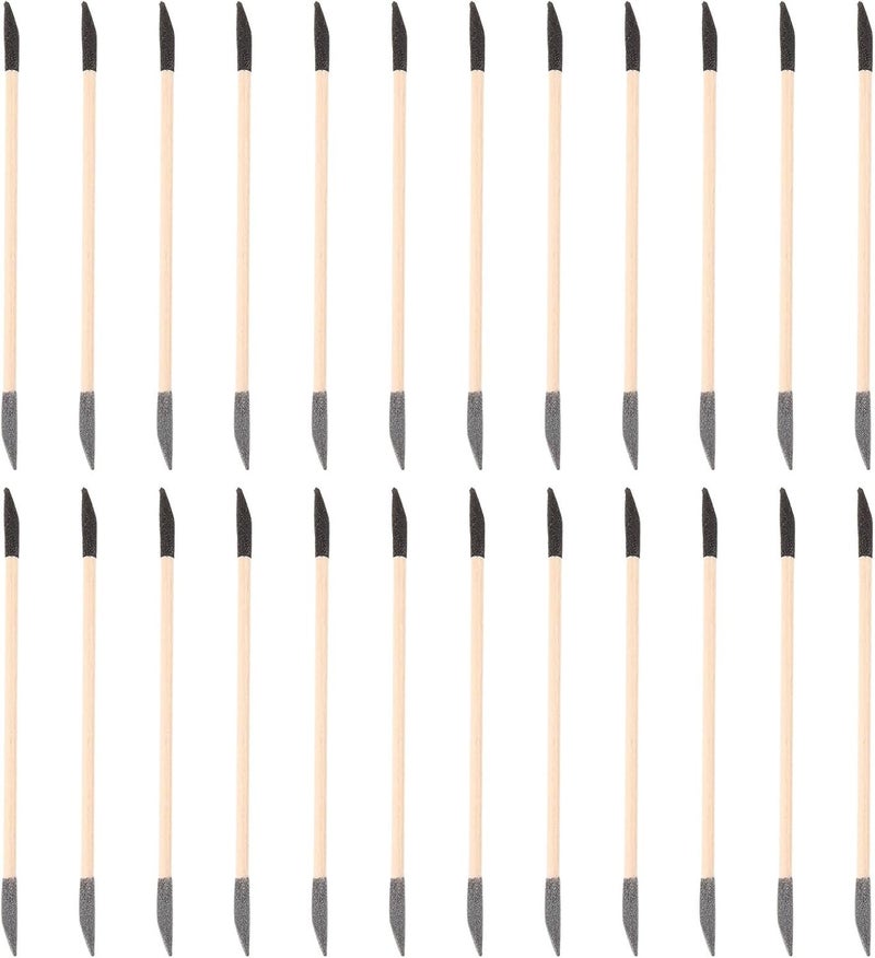 30pcs Double-Ended Nail Polishing Sticks with Black and Gray Grit Wood Cuticle Pushers for Manicure and Pedicure Nail Art Supplies - Image 1