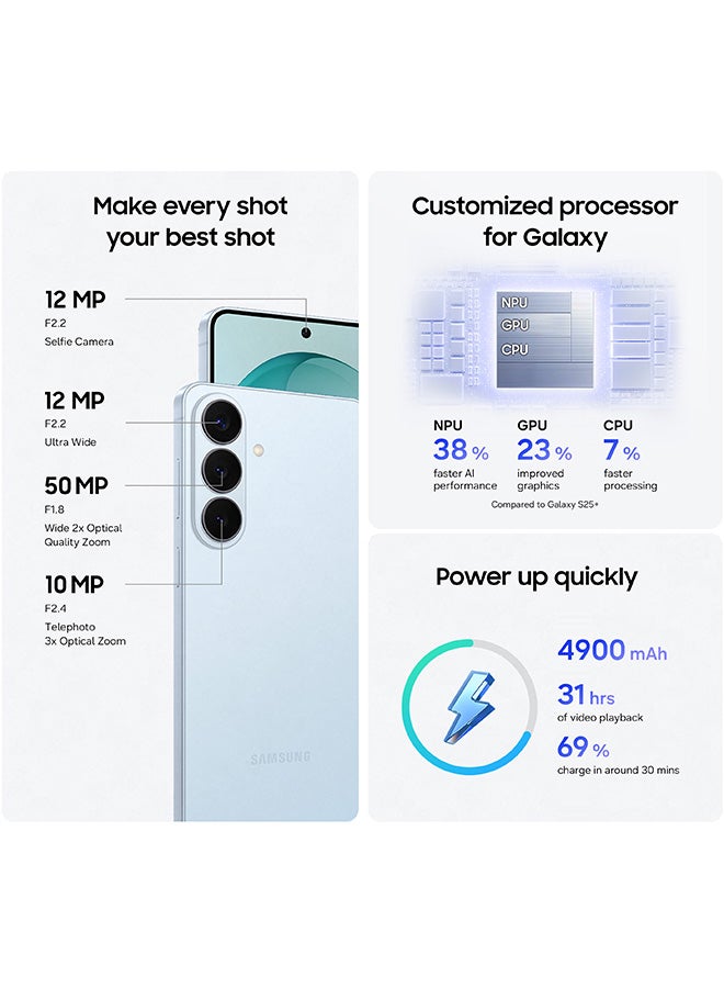 سامسونج Galaxy S26 Plus Dual SIM Sky Blue 12GB RAM 512GB 5G - Middle East Version - Image 5