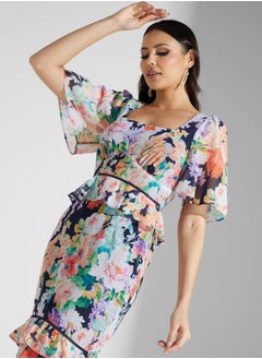 Hope & Ivy Peplum Waist Tiered Ruffle Midi Dress  - Image 3