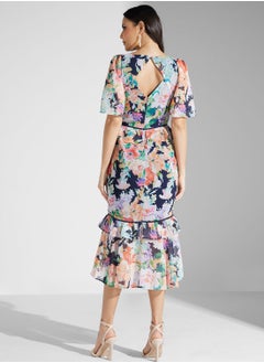 Hope & Ivy Peplum Waist Tiered Ruffle Midi Dress  - Image 2