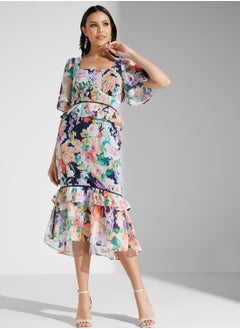 Hope & Ivy Peplum Waist Tiered Ruffle Midi Dress  - Image 4