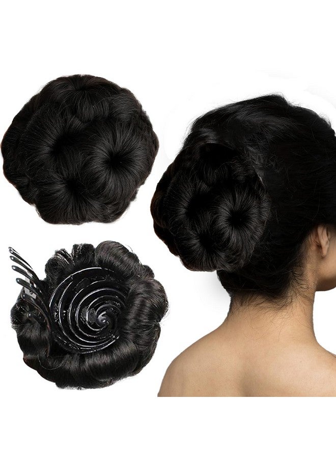 TEMPERIA Hair Buns for Women - Juda Accessories For Women - Hair Buns Clip - Artificial False Fake Hair Donuts Bun Maker Extension - Black - Pack of 1 - Image 1
