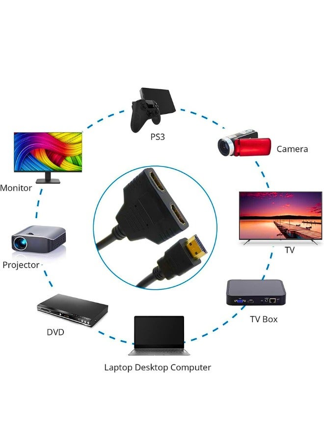 Chase Up HDMI Splitter Adapter Cable - HDMI Splitter 1 in 2 Out HDMI Male to Dual HDMI Female 1 to 2 Way for HDMI HD TV, LED, LCD, TV, Support Two The Same TVs at The Same Time 1080P - Image 2