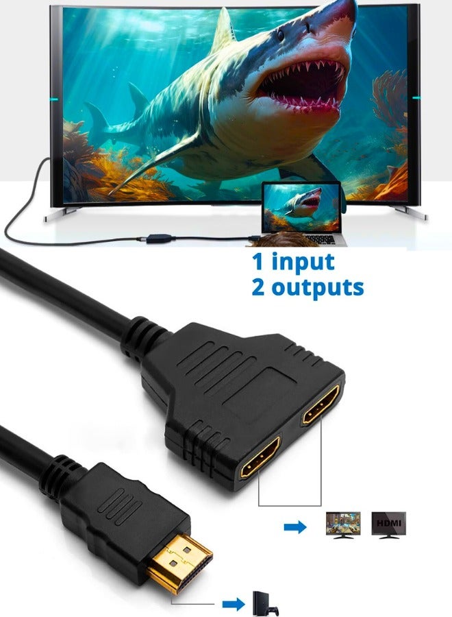 Chase Up HDMI Splitter Adapter Cable - HDMI Splitter 1 in 2 Out HDMI Male to Dual HDMI Female 1 to 2 Way for HDMI HD TV, LED, LCD, TV, Support Two The Same TVs at The Same Time 1080P - Image 3