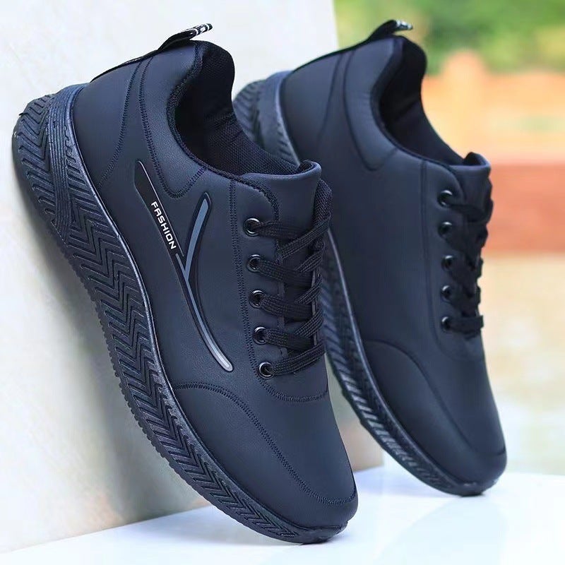 Leather Waterproof Non-Slip Fleece-Lined Warm Cotton Shoes Lightweight All-Match Casual Sneaker Wear-Resistant Dirty-Resistant Work Shoes - Image 2