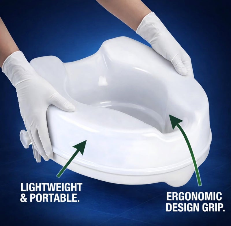 MCP Commode height Raiser/Toilet Seat Elevator riser without Lid plastic, portable, lightweight extender commode seat (White, 6 Inch) - Image 3