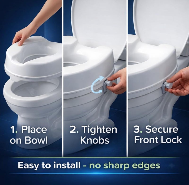 MCP Commode height Raiser/Toilet Seat Elevator riser without Lid plastic, portable, lightweight extender commode seat (White, 6 Inch) - Image 2