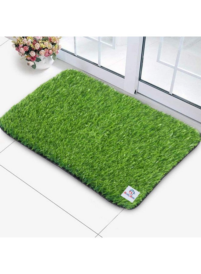 Hearts حصيرة عشب صناعي | مادة PVC بسمك 45 مم ومظهر واقعي | لشرفة أو بساط مدخل | الحجم 16 × 24 بوصة (أخضر) - هارت11761 - Image 1