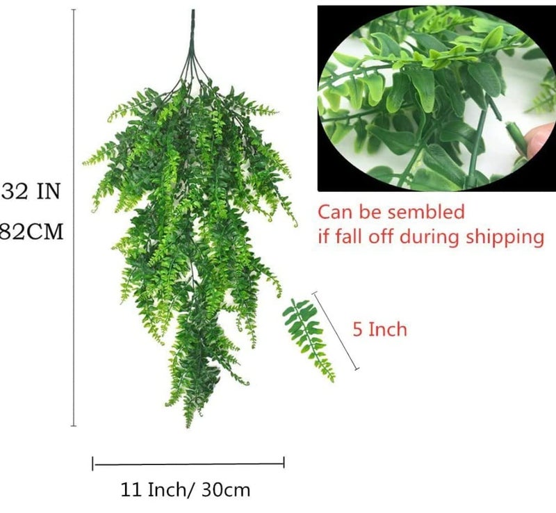 WYTE ORIGIN Plastic 2Pcs Artificial Hanging Plants Fern Vine - Fake Ivy Leaves Decoration for Indoors & Outdoors,Faux Foliage Greenery Decor for Living Room,Balcony,Garden,Bedroom (2Pcs) (Grass Fern) - Image 2