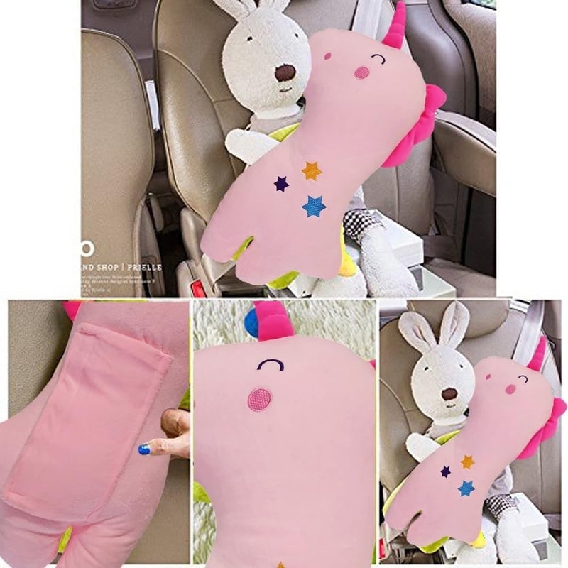 DAGDIYA DAGDIYA Seatbelt Pillow for Kids - Comfortable Car Seat Belt Cushion & Headrest Support - Pink Shoulder Pad & Strap Adjuster for Children & Baby - Safe Travel Accessory - Image 2