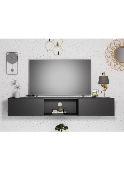 Natural Particle Board TV Table Black - 180x30x30 cm