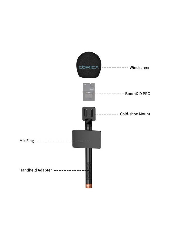 COMICA HR-WM Interview Microphone Handhled, Wireless Go Handle Adapter for BoomX-D/BoomX-U Wireless Microphone, Perfect for News Reports, Live Broadcasts, Video Recordings, etc.  - Image 3