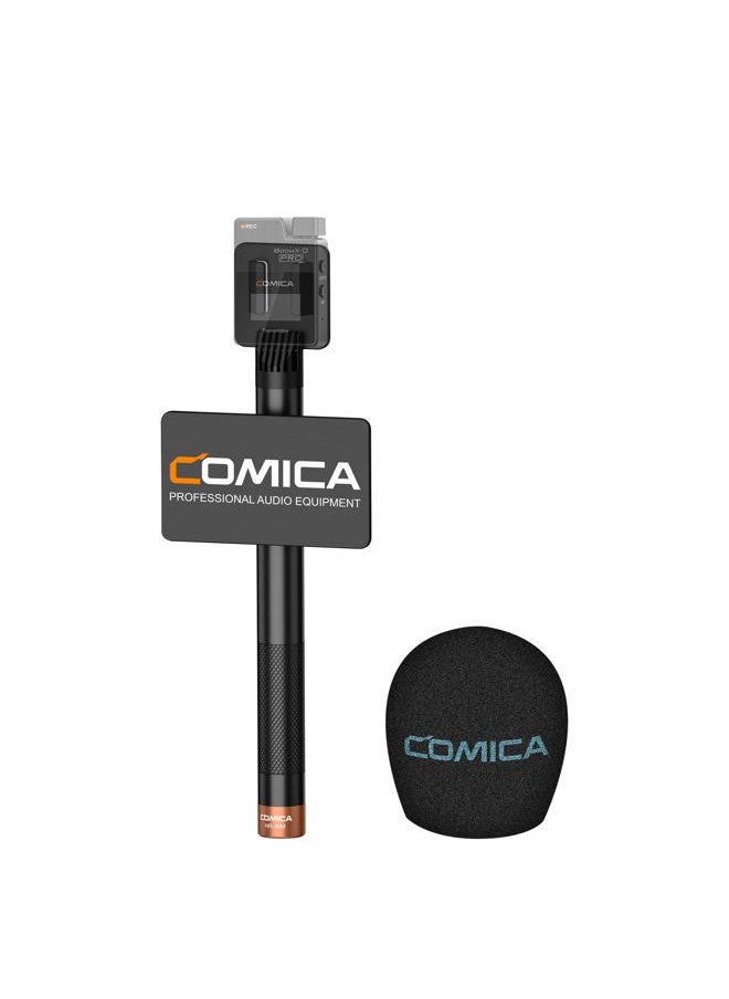 COMICA HR-WM Interview Microphone Handhled, Wireless Go Handle Adapter for BoomX-D/BoomX-U Wireless Microphone, Perfect for News Reports, Live Broadcasts, Video Recordings, etc.  - Image 1