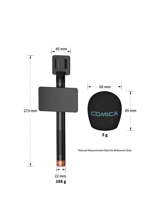 COMICA HR-WM Interview Microphone Handhled, Wireless Go Handle Adapter for BoomX-D/BoomX-U Wireless Microphone, Perfect for News Reports, Live Broadcasts, Video Recordings, etc.  - Image 4