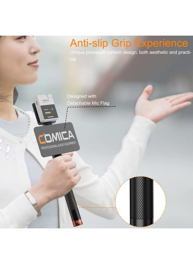 COMICA HR-WM Interview Microphone Handhled, Wireless Go Handle Adapter for BoomX-D/BoomX-U Wireless Microphone, Perfect for News Reports, Live Broadcasts, Video Recordings, etc.  - Image 5
