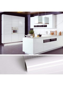 WISDOM Self Adhesive Removable Wallpaper Waterproof Countertop Paper Contact Paper For Cabinet Countertop Furniture Kitchen Vinyl Film (24 X 100Inches White Glossy)  - Image 1