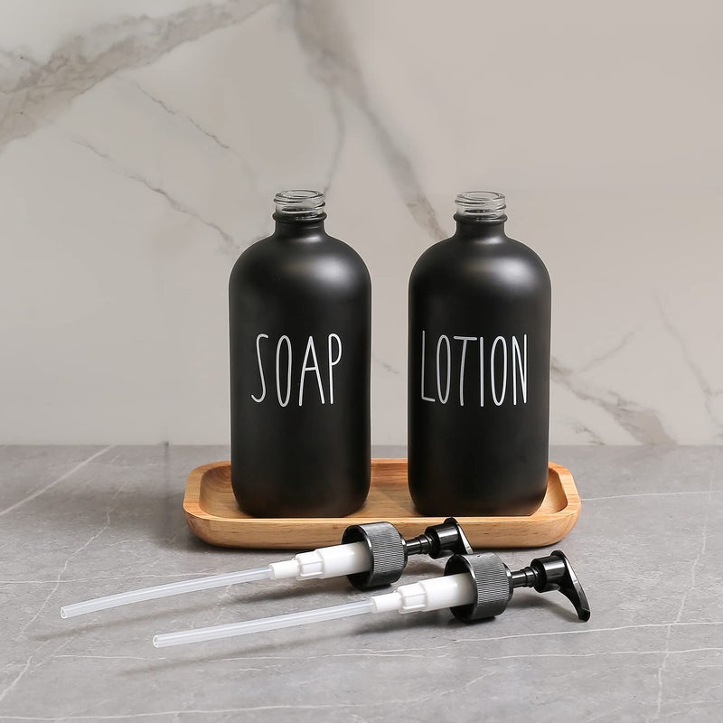 MOMEEMO Matte Black Soap Dispenser Bathroom Set, Contains Hand Soap Dispenser and Lotion Dispenser. Bathroom Soap Dispenser Set Suitable for Bathroom Decor Farmhouse Style. (Black) - Image 4