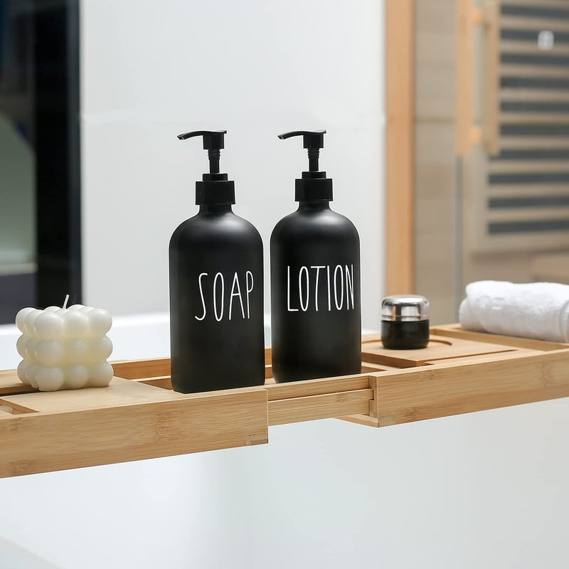 MOMEEMO Matte Black Soap Dispenser Bathroom Set, Contains Hand Soap Dispenser and Lotion Dispenser. Bathroom Soap Dispenser Set Suitable for Bathroom Decor Farmhouse Style. (Black) - Image 3