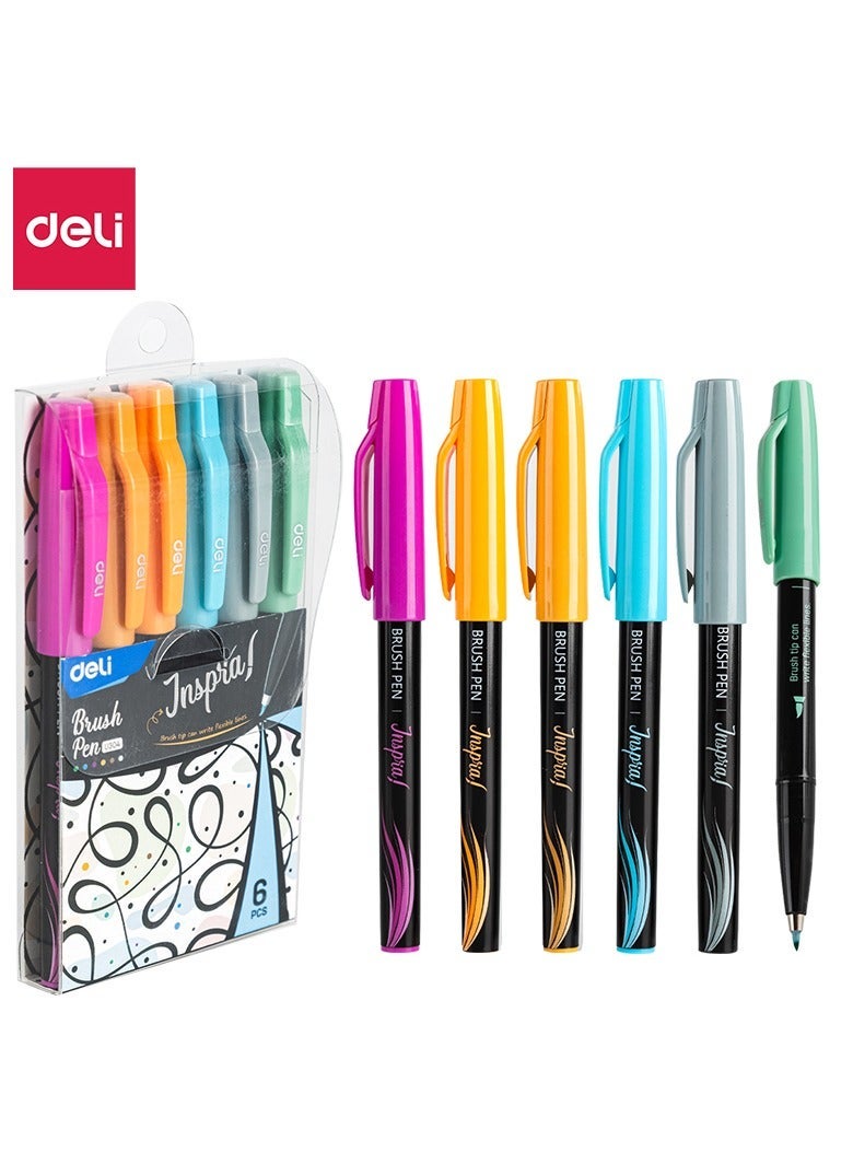 ديلي أقلام فرشاة Deli EU304 - 6 ألوان ناعمة - Image 2