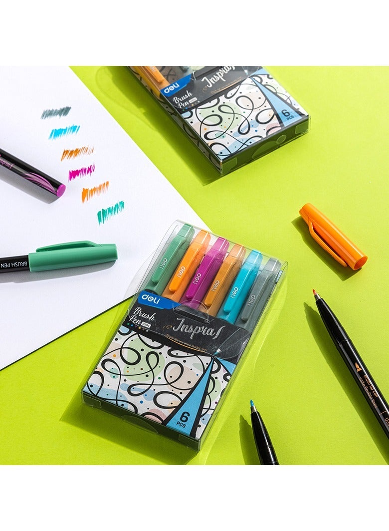 ديلي أقلام فرشاة Deli EU304 - 6 ألوان ناعمة - Image 3