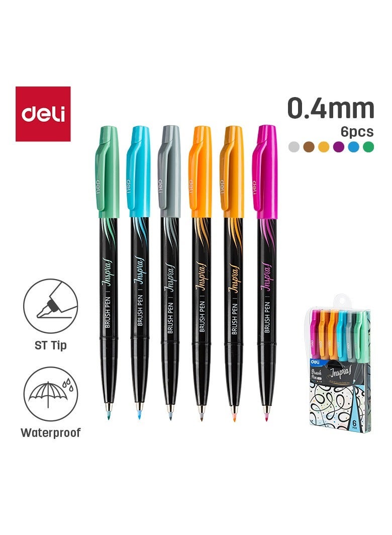 ديلي أقلام فرشاة Deli EU304 - 6 ألوان ناعمة - Image 1