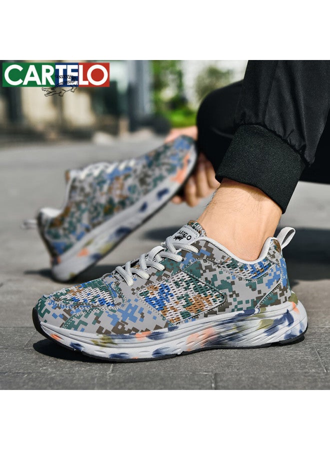 Cartelo Camouflage Running Men's Shoes, Rubber Shoes, Breathable Mesh, Spring And Summer Sports Hiking Shoes, Qh2038, Camouflage Green, Size 39 - Image 1
