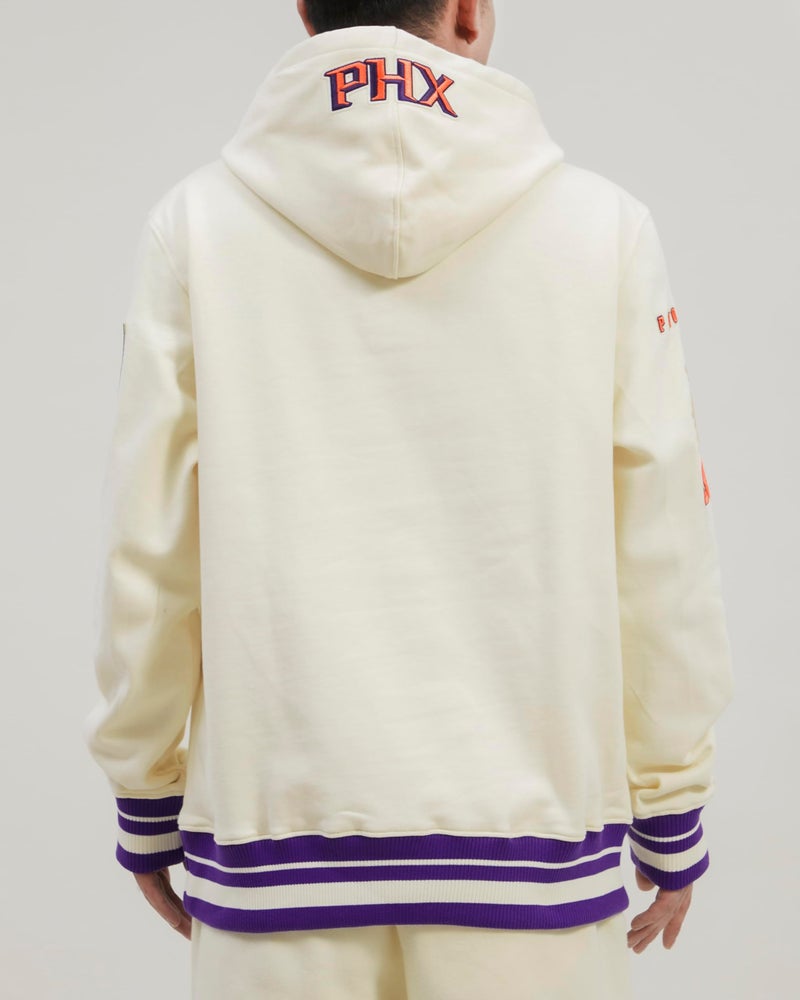 Pro Standard Mens NBA Phoenix Suns Retro Classics Pull Over Hoodie Eggshell/Purple M - Image 3