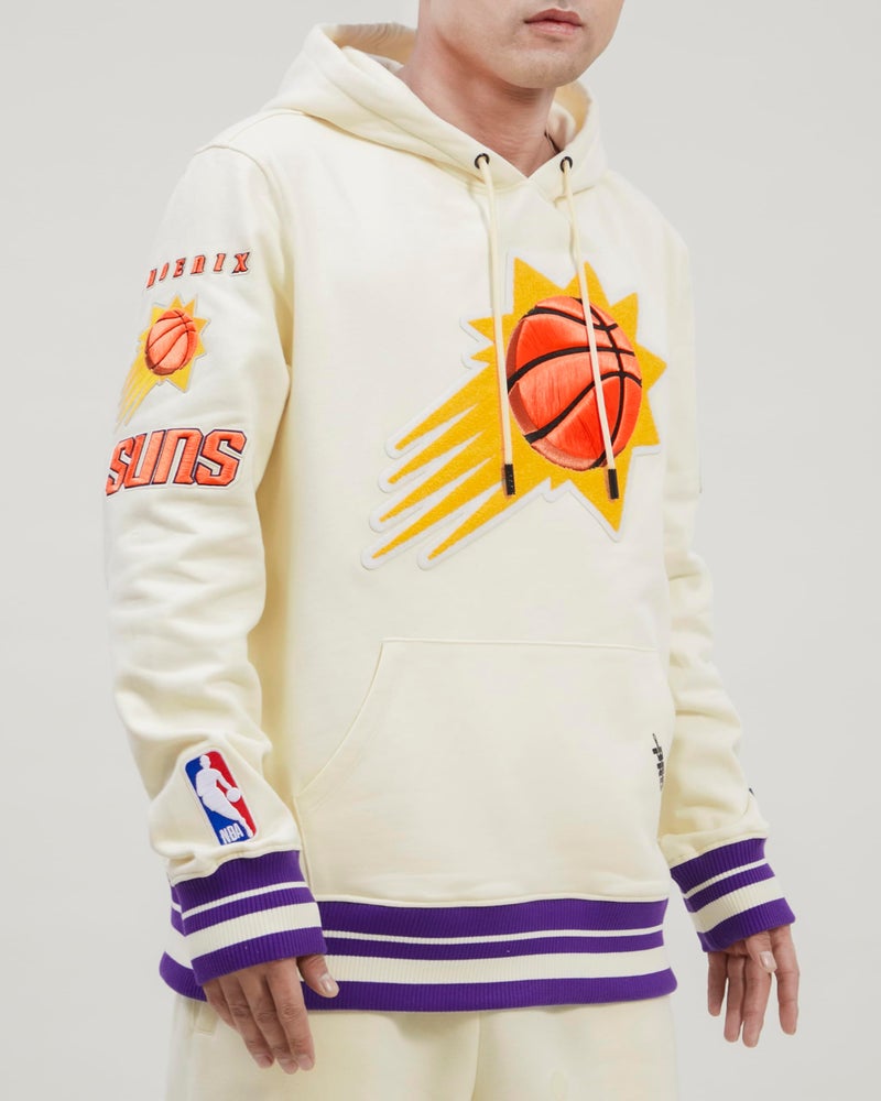 Pro Standard Mens NBA Phoenix Suns Retro Classics Pull Over Hoodie Eggshell/Purple M - Image 2