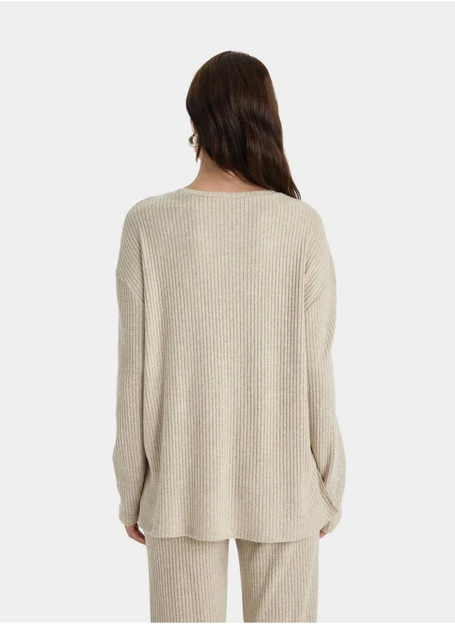 DeFacto Relax Fit Crew Neck Long Sleeve T-Shirt by Styli