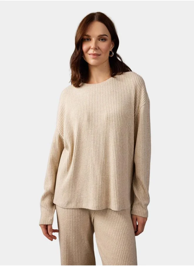DeFacto Relax Fit Crew Neck Long Sleeve T-Shirt by Styli