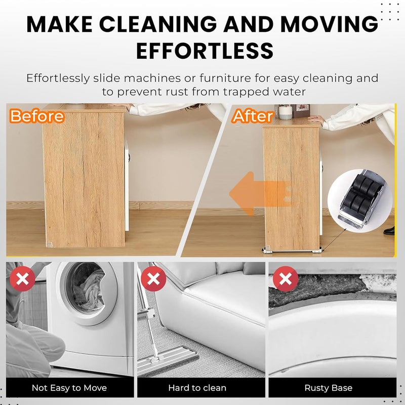 ROBUSTT Heavy Load Furniture Lifter Mover Tool Set - Moving Roller Wheel Set Easy and Safe Shifting Slider Tools for Washing Machines, Fridge, Sofa, Table, Cupboard - Pack of 5 - Image 2