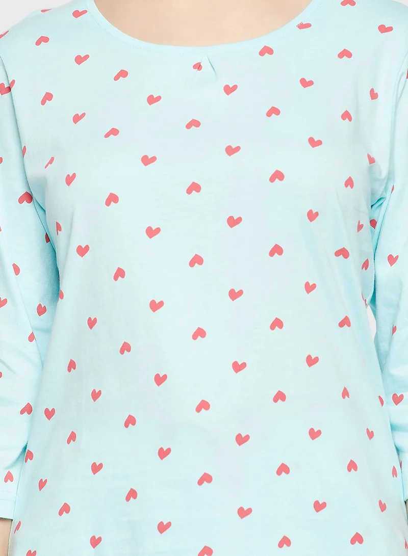 Clovia Printed Top & Pyjama Set
