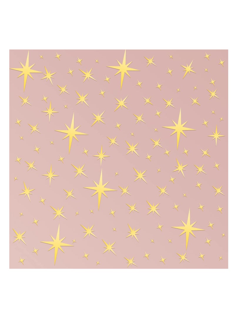 Excefore Star Sparkle Mirror Wall Stickers, 84 Pcs Removable Star Decals, 3D Acrylic Mirror Wall Stickers, Peel and Stick Mirror Setting Wall Sticker Decal for Home, Living Room, Bedroom Decor, Nursery, Gold - Image 1