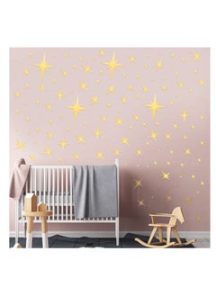 Excefore Star Sparkle Mirror Wall Stickers, 84 Pcs Removable Star Decals, 3D Acrylic Mirror Wall Stickers, Peel and Stick Mirror Setting Wall Sticker Decal for Home, Living Room, Bedroom Decor, Nursery, Gold  - Image 2
