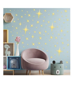 Excefore Star Sparkle Mirror Wall Stickers, 84 Pcs Removable Star Decals, 3D Acrylic Mirror Wall Stickers, Peel and Stick Mirror Setting Wall Sticker Decal for Home, Living Room, Bedroom Decor, Nursery, Gold  - Image 5