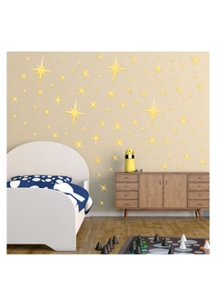 Excefore Star Sparkle Mirror Wall Stickers, 84 Pcs Removable Star Decals, 3D Acrylic Mirror Wall Stickers, Peel and Stick Mirror Setting Wall Sticker Decal for Home, Living Room, Bedroom Decor, Nursery, Gold  - Image 3