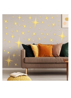 Excefore Star Sparkle Mirror Wall Stickers, 84 Pcs Removable Star Decals, 3D Acrylic Mirror Wall Stickers, Peel and Stick Mirror Setting Wall Sticker Decal for Home, Living Room, Bedroom Decor, Nursery, Gold  - Image 4