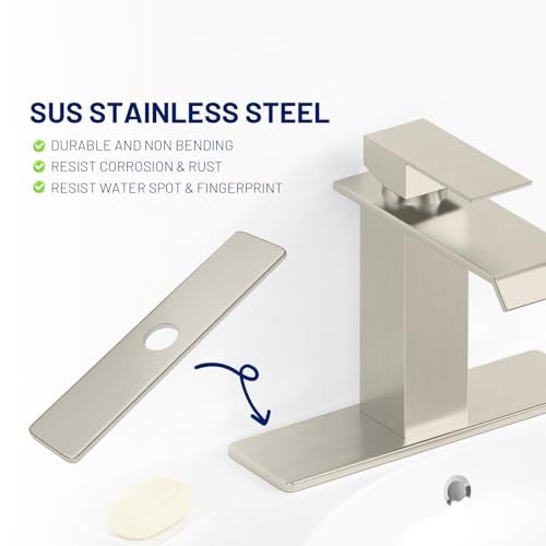 BWE Square 10 Inch Kitchen Sink Faucet Hole Cover Deck Plate Escutcheon Brushed Nickel - Image 2