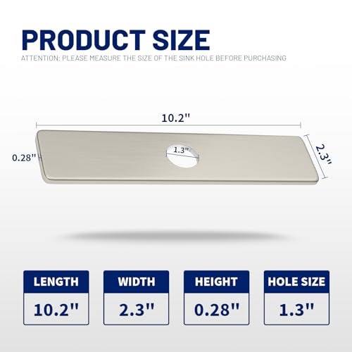 BWE Square 10 Inch Kitchen Sink Faucet Hole Cover Deck Plate Escutcheon Brushed Nickel - Image 3