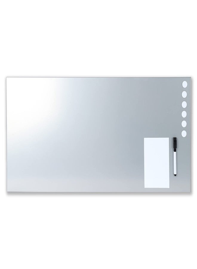 MMF Industries STEELMASTER by BankSupplies Magnetic Bulletin Board | 30 x 14 Inches | Silver | Includes 6 Magnets, 4 x 6 Dry Erase Board & Dry Erase Marker | Scratch Resistant Finish | Horizontal & Vertical Display - Image 1