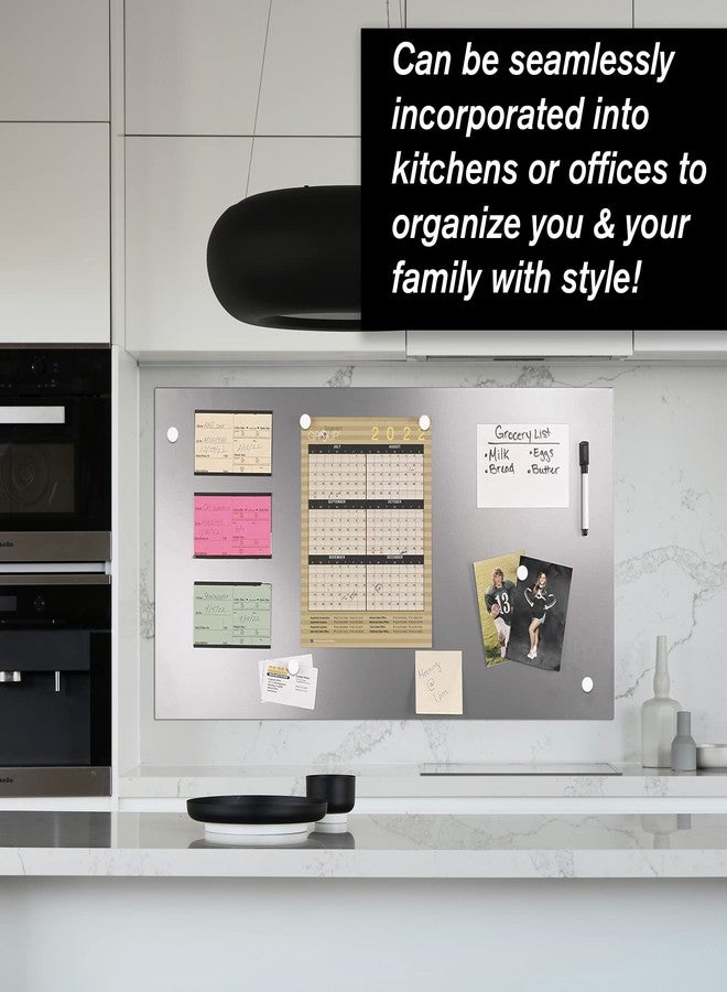 MMF Industries STEELMASTER by BankSupplies Magnetic Bulletin Board | 30 x 14 Inches | Silver | Includes 6 Magnets, 4 x 6 Dry Erase Board & Dry Erase Marker | Scratch Resistant Finish | Horizontal & Vertical Display - Image 3