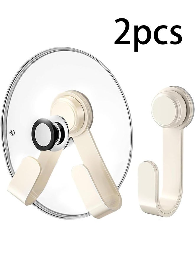 2 Pack Pot Lid Holder - Adjustable Wall-Mounted Pot Lid Organizer for cabinet with Suction Cup, Heavy Duty Multifunctional Hooks for Cutting Board, Pan (White) - Image 1