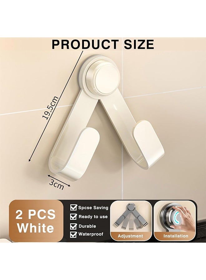 2 Pack Pot Lid Holder - Adjustable Wall-Mounted Pot Lid Organizer for cabinet with Suction Cup, Heavy Duty Multifunctional Hooks for Cutting Board, Pan (White) - Image 2