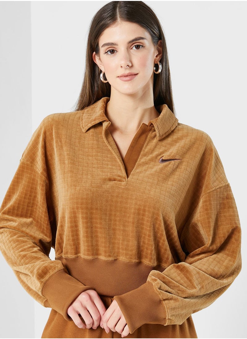 Nike - Nsw Velour Polo Sweatshirt - Image 1