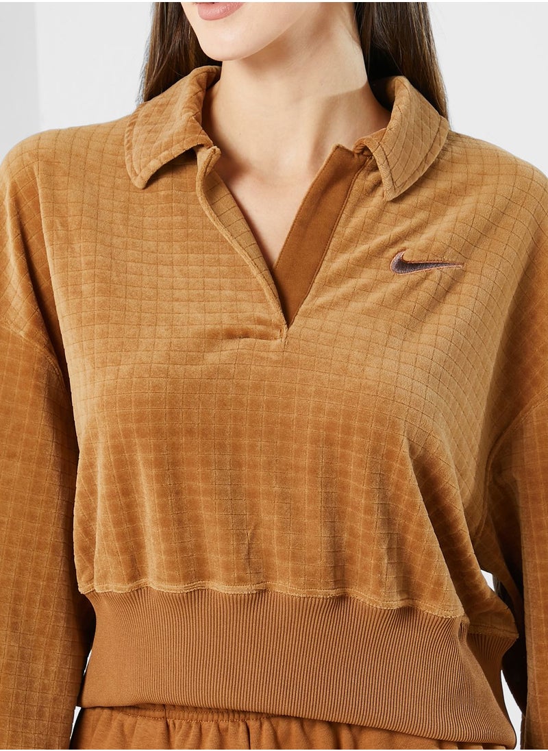Nike - Nsw Velour Polo Sweatshirt - Image 1