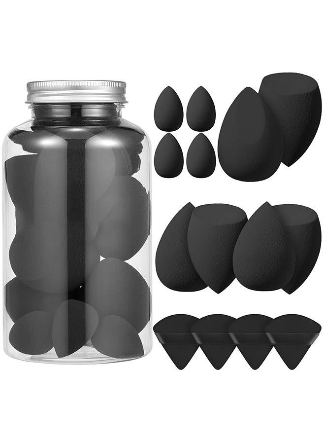 عام مجموعة إسفنجة مكياج مكونة من 14 قطعة، خلاط إسفنجة تجميل مع 4 قطع من بودرة البودرة و4 قطع إسفنجة مكياج صغيرة للسائل وكريم الأساس والبودرة وخافي العيوب والكريم (أسود) - Image 1