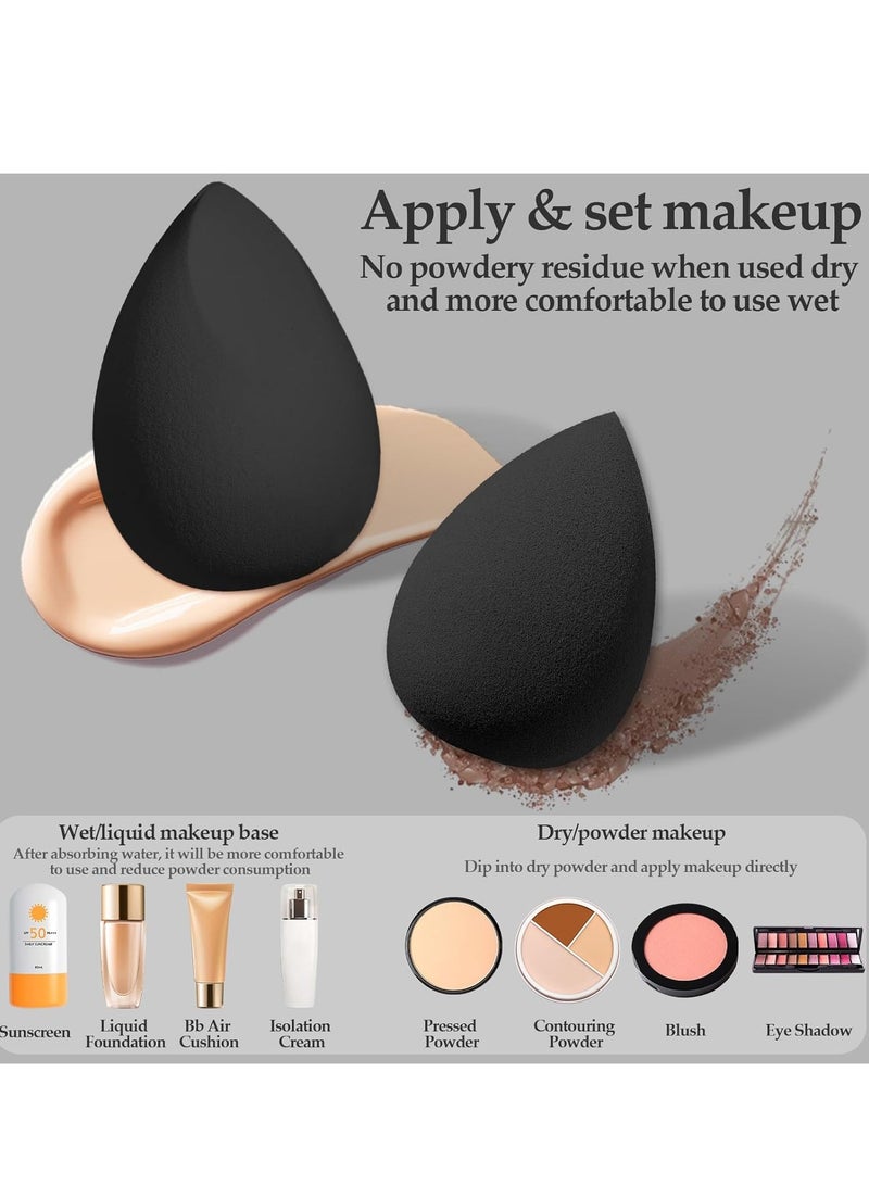 عام مجموعة إسفنجة مكياج مكونة من 14 قطعة، خلاط إسفنجة تجميل مع 4 قطع من بودرة البودرة و4 قطع إسفنجة مكياج صغيرة للسائل وكريم الأساس والبودرة وخافي العيوب والكريم (أسود) - Image 2